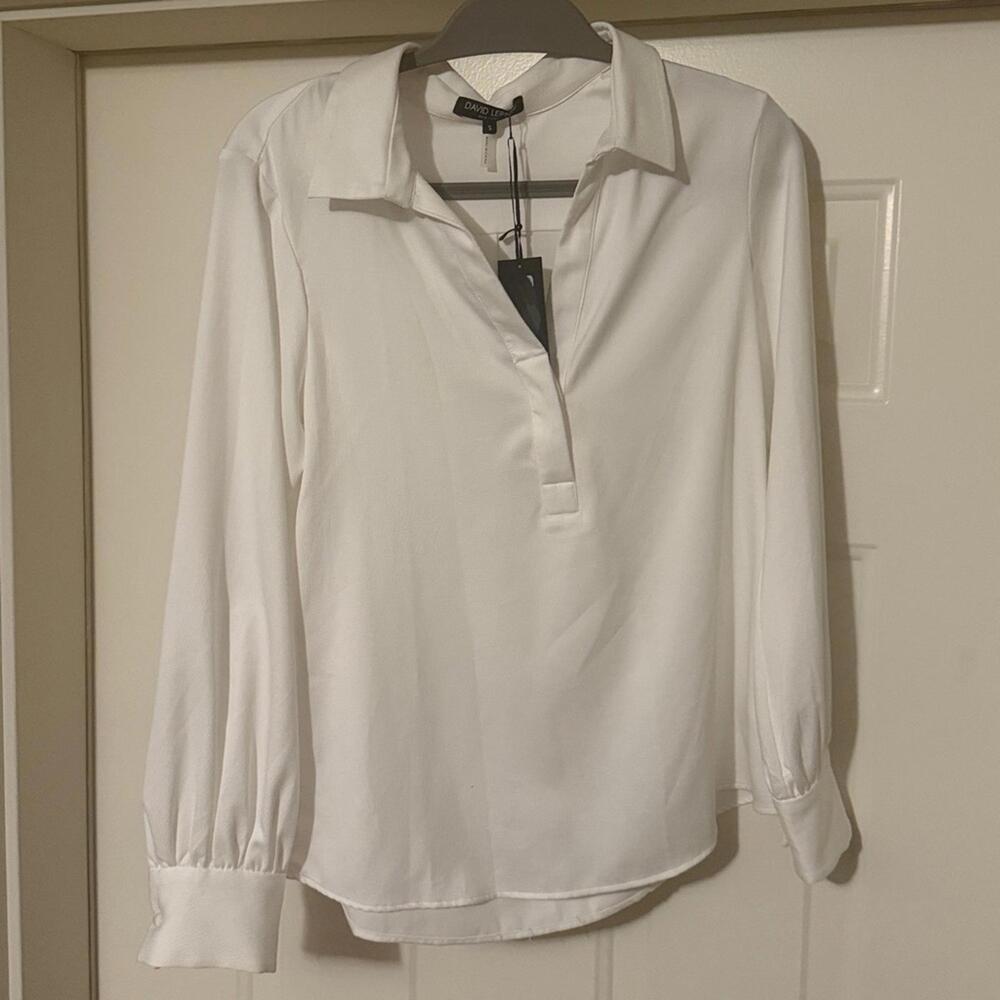 David lerner white blouse NWT small
